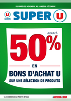 Jusqu'à 50% en bons d'achat U - Super U