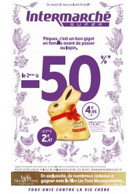 Prospectus Intermarché Super : Pâques, c'est un bon gigot en famille avant de passer au lapin.