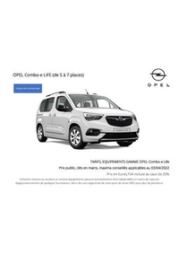 Prospectus Distributeur OPEL AGC AUTOMOBILE SARL CONFLANS-SAINTE-HONORINE : Opel Combo-e Life