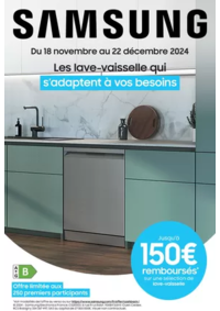 Prospectus Boulanger Angers-Beaucouzé : Samsung : jusqu'à 150€ remboursés sur une sélection de lave-vaisselle