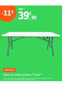 Prospectus Jardi E.Leclerc BRESSUIRE : Table de jardin pliante "Foldy"