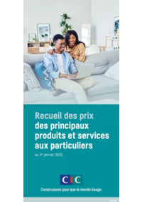 Prospectus CIC VOUZIERS : Recueil des prix des principaux produits et services aux particuliers