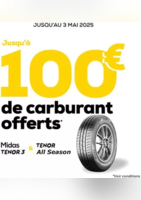 Pour l'achat de 2 ou 4 pneus MIDAS TENOR 3 ou TENOR All Season, recevez jusqu'à 100€ de carburant en carte physique ou numérique. - Midas