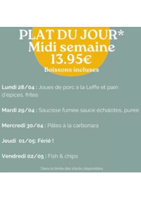Prospectus Crocodile Paris - Massy : Plat Du Jour