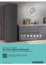 Promos et remises  : De 75€ à 300€ remboursés sur une sélection de réfrigérateurs et congélateurs SIEMENS