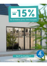 Promos et remises  : Jusqu’à -15% sur fenêtres, volets, portes et pergolas