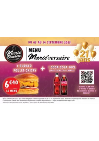 Prospectus Marie Blachère Pontarlier : Menu Marie’Versaire