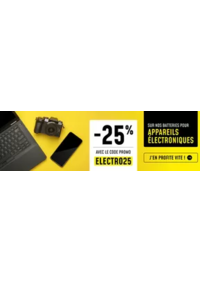 Prospectus 1001 Piles Batteries NANTES - Maison Rouge : -25 % de réduction* sur une sélection de batteries pour appareils électroniques