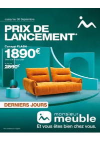 Prospectus Monsieur meuble ROCHEFORT : C’est bientôt la fin ! Il reste moins d’une semaine pour profiter des prix de lancement sur notre no
