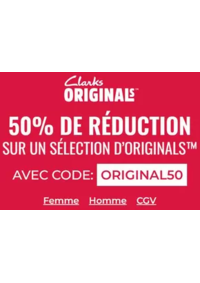 Prospectus Clarks Sebastopol : 50% de réduction sur un sélection d’Originals