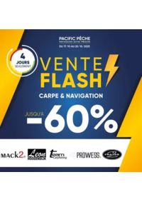 Prospectus Pacific Pêche VALENCE - BOURG-LES-VALENCES : Jusqu'à -60% sur une sélection de grandes marques .Disponible en magasin et sur le web !